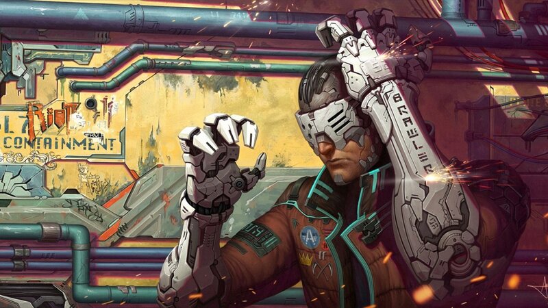 Cyborg Soldier with Mechanical Arms — Brown