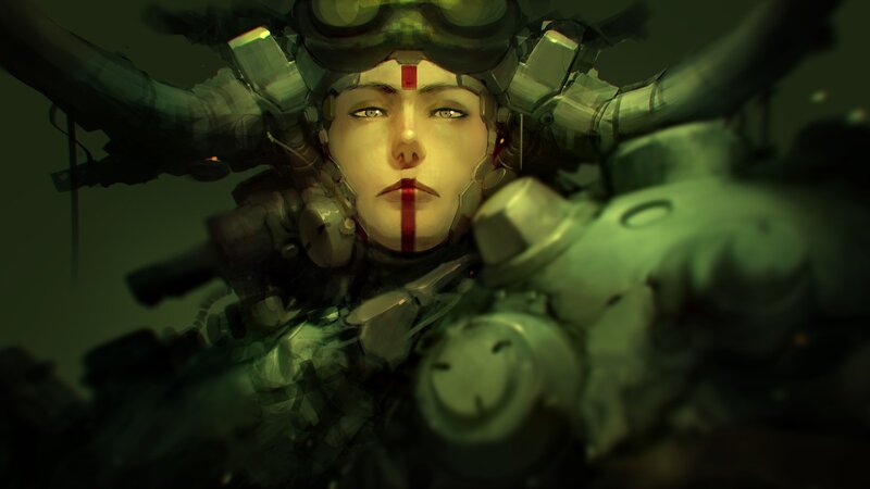 Cyborg Soldier with Red Markings