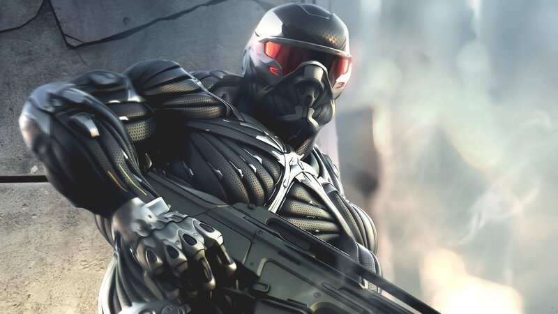 cyborg soldier with rifle
