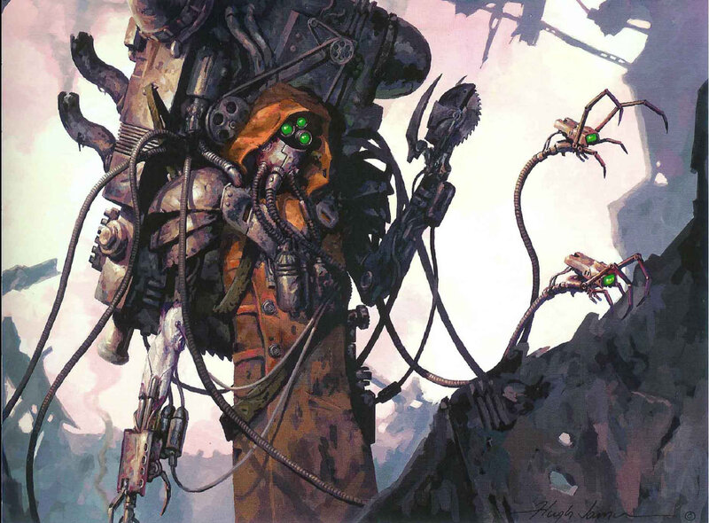 cyborg soldier with robotic spiders
