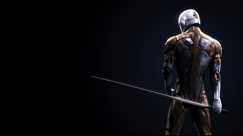 Cyborg Soldier with Sword — Black, Dramatic, Night