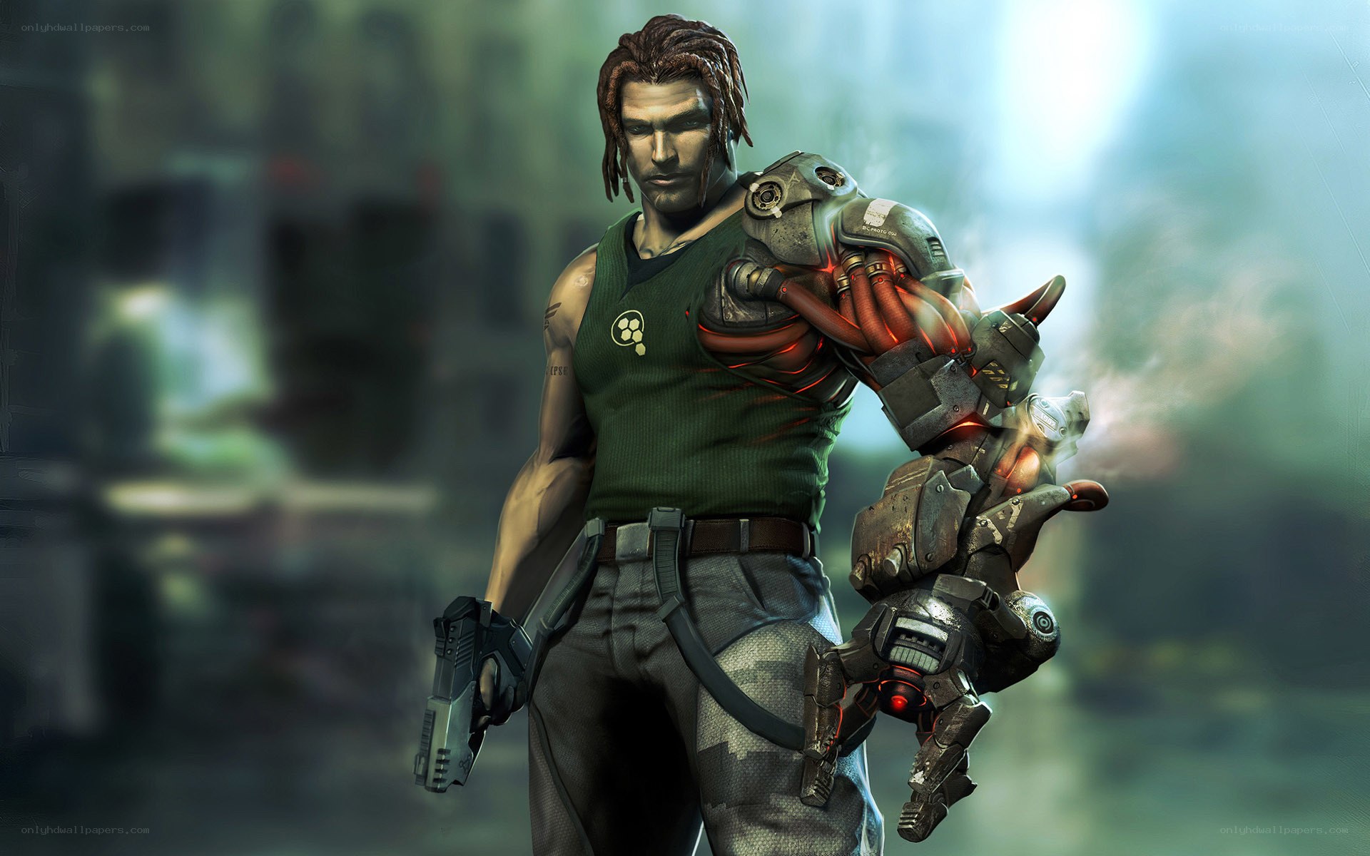 cyborg soldier with weapon