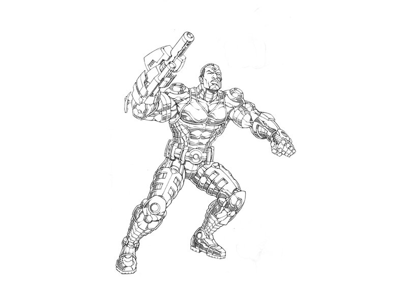 Cyborg Soldier with Weapon — Black