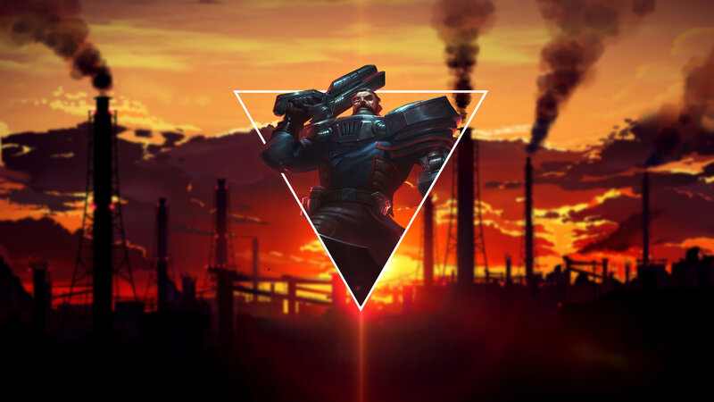 Cyborg Soldier with Weapon — Orange, Dramatic, Sunset