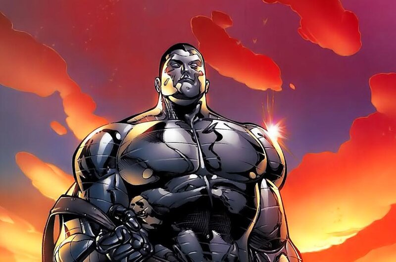 cyborg superhero stands strong