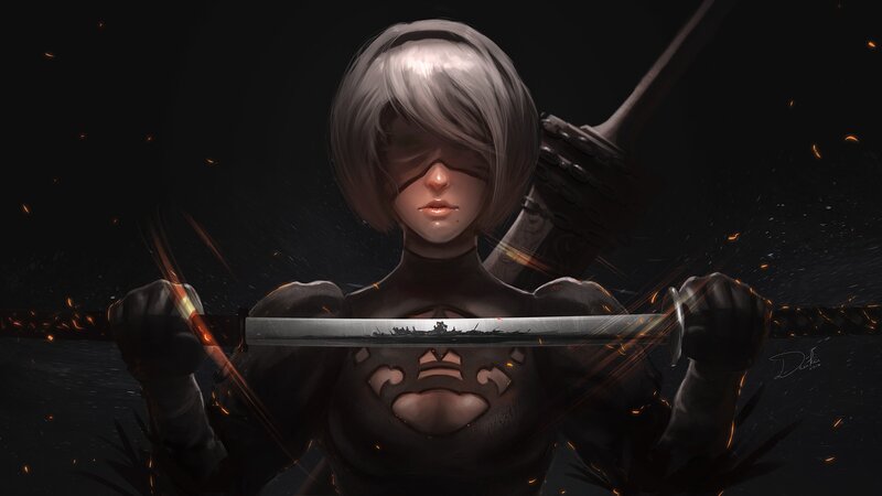 Cyborg Warrior Holding Sword