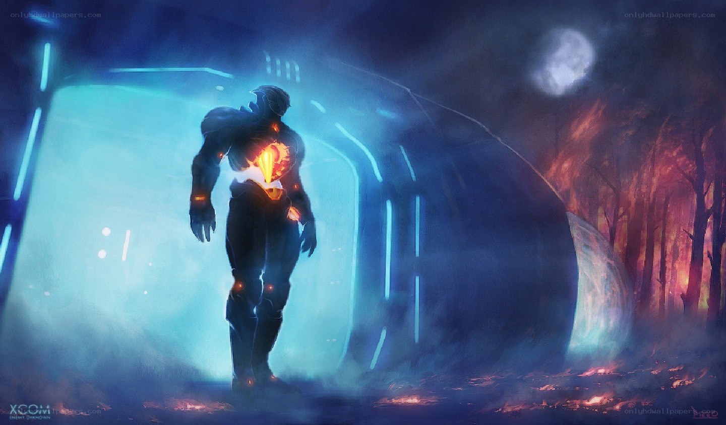 cyborg warrior in a futuristic tunnel