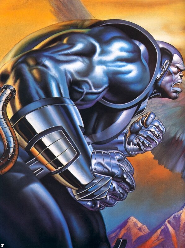 Cyborg Warrior in Armor — Blue, Dramatic