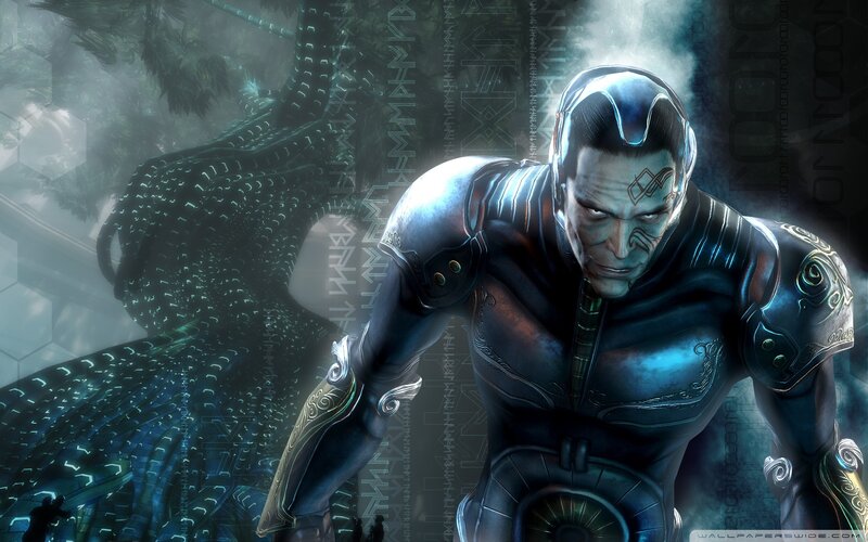 Cyborg Warrior in Armor — Blue