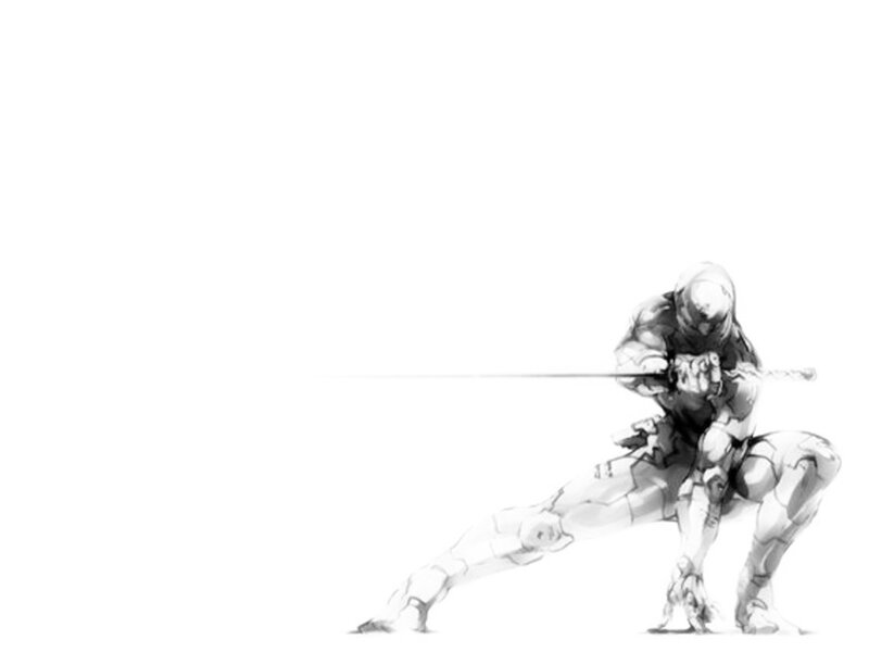 cyborg warrior in combat stance