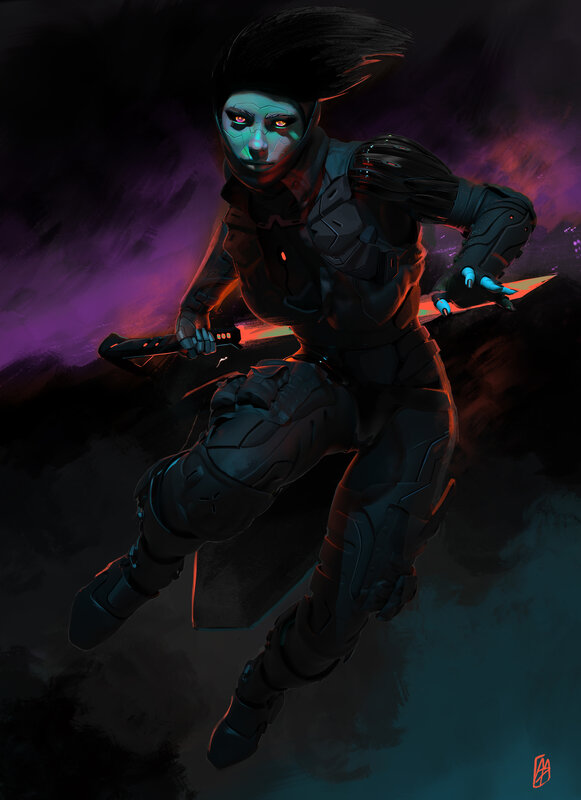 Cyborg Warrior in Motion — Black