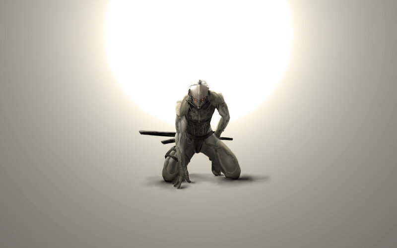 cyborg warrior kneeling