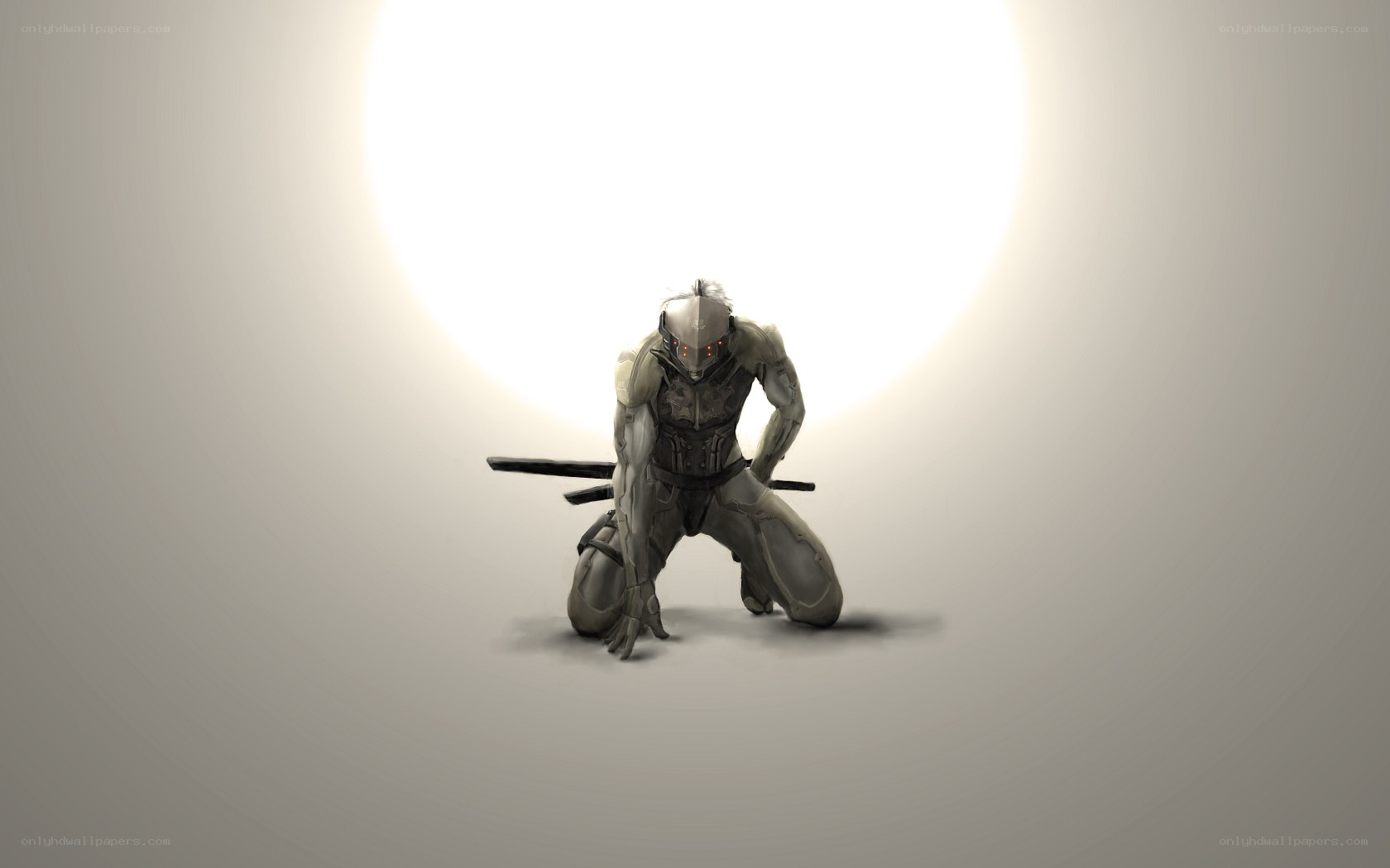cyborg warrior kneeling