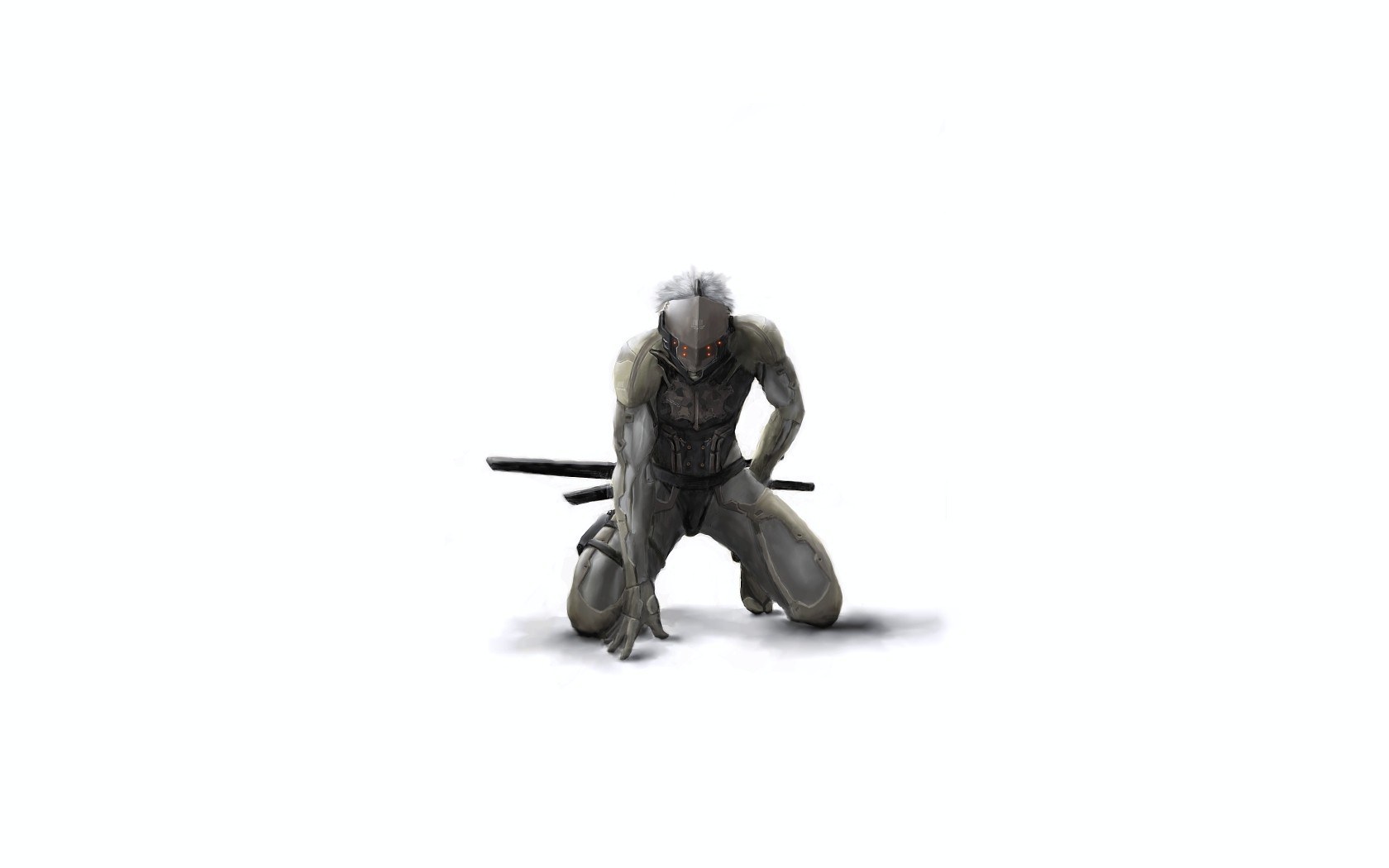 cyborg warrior kneeling