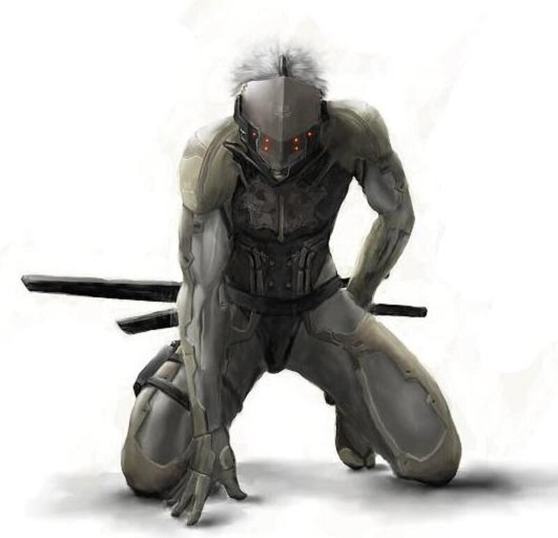 cyborg warrior kneeling