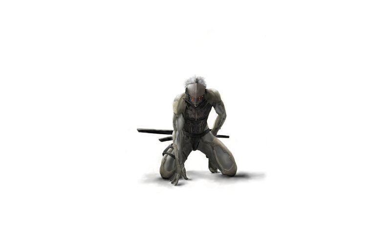Cyborg Warrior Kneeling — Gray, Dramatic