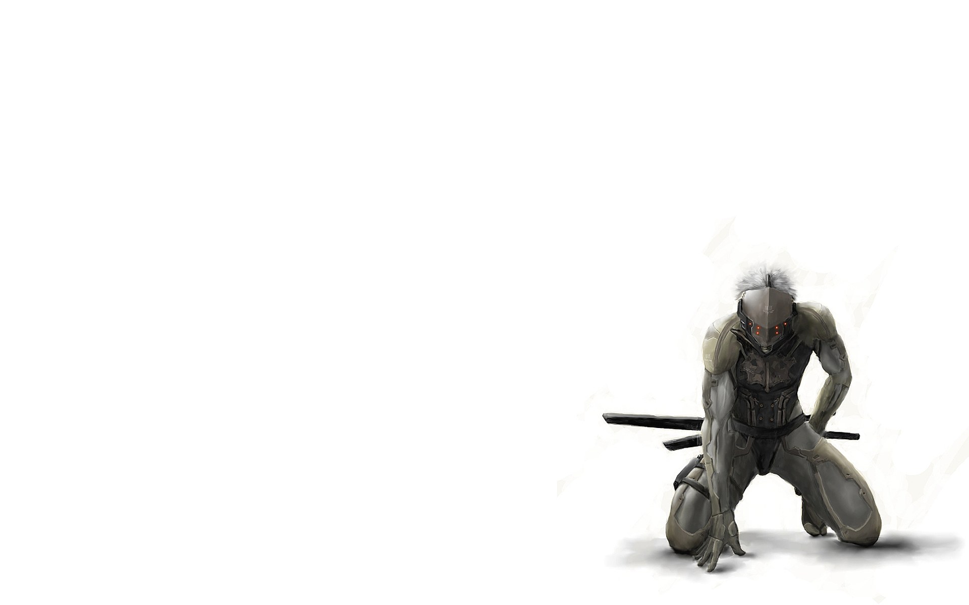 cyborg warrior kneeling