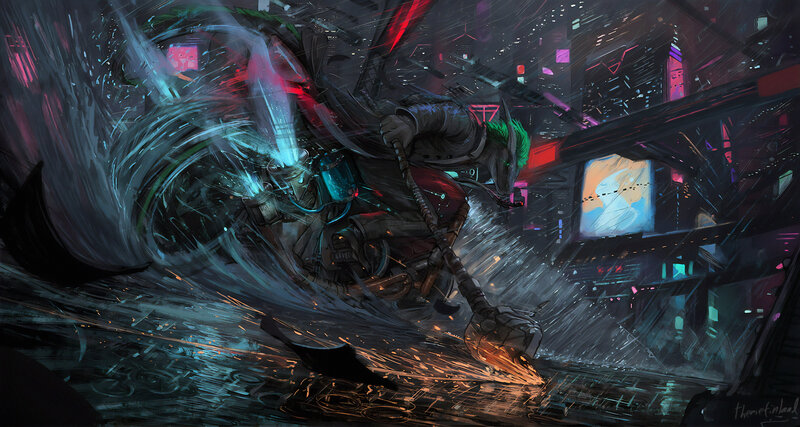 Cyborg Warrior on Motorcycle