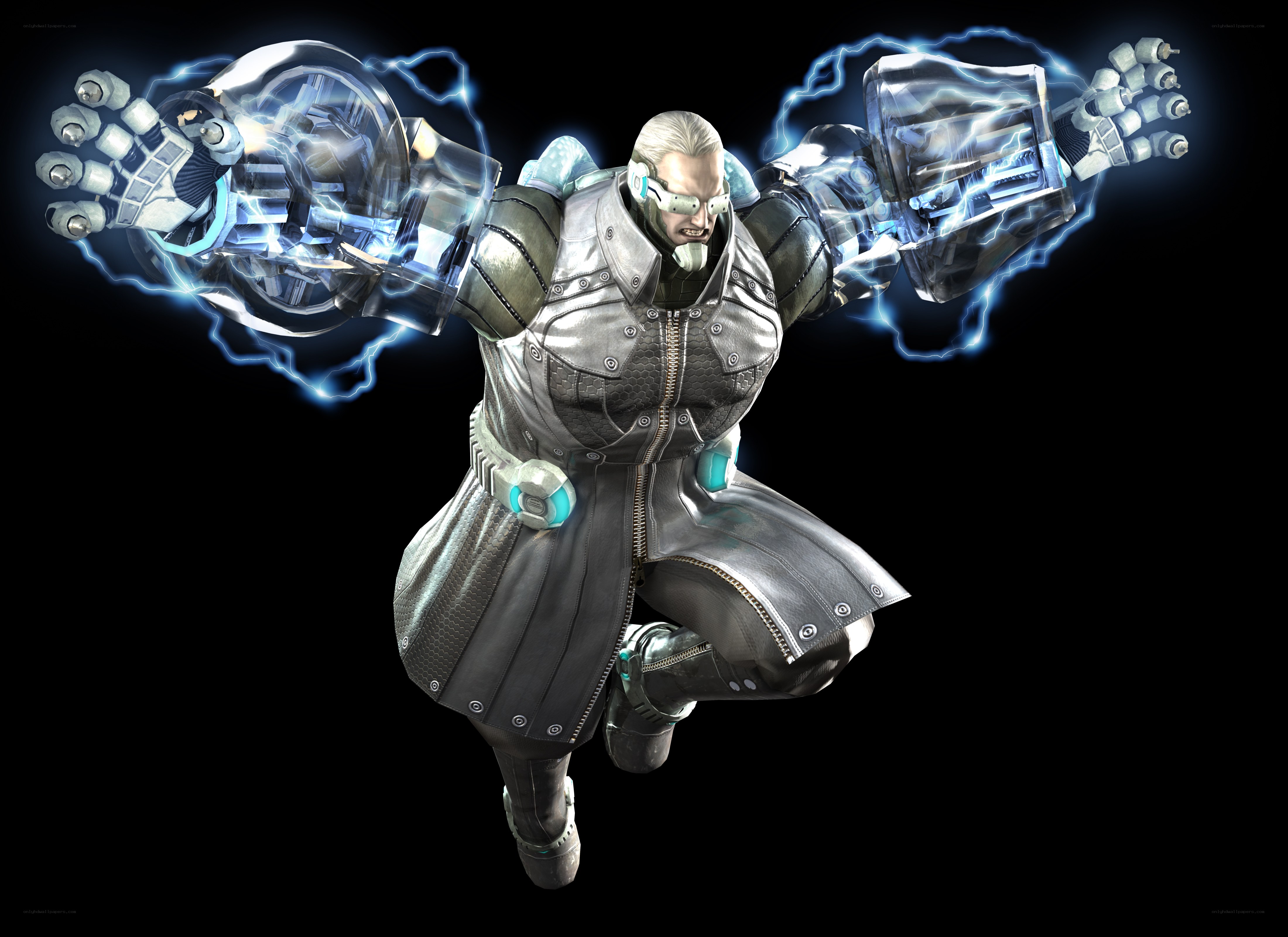 cyborg warrior with electric fists