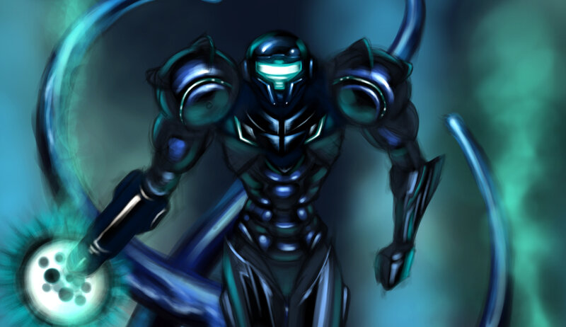 cyborg warrior with energy weapon
