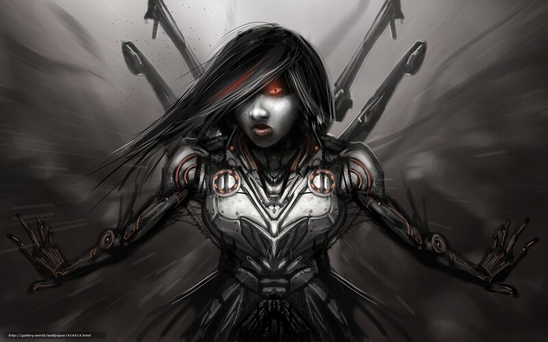 cyborg warrior with glowing eyes