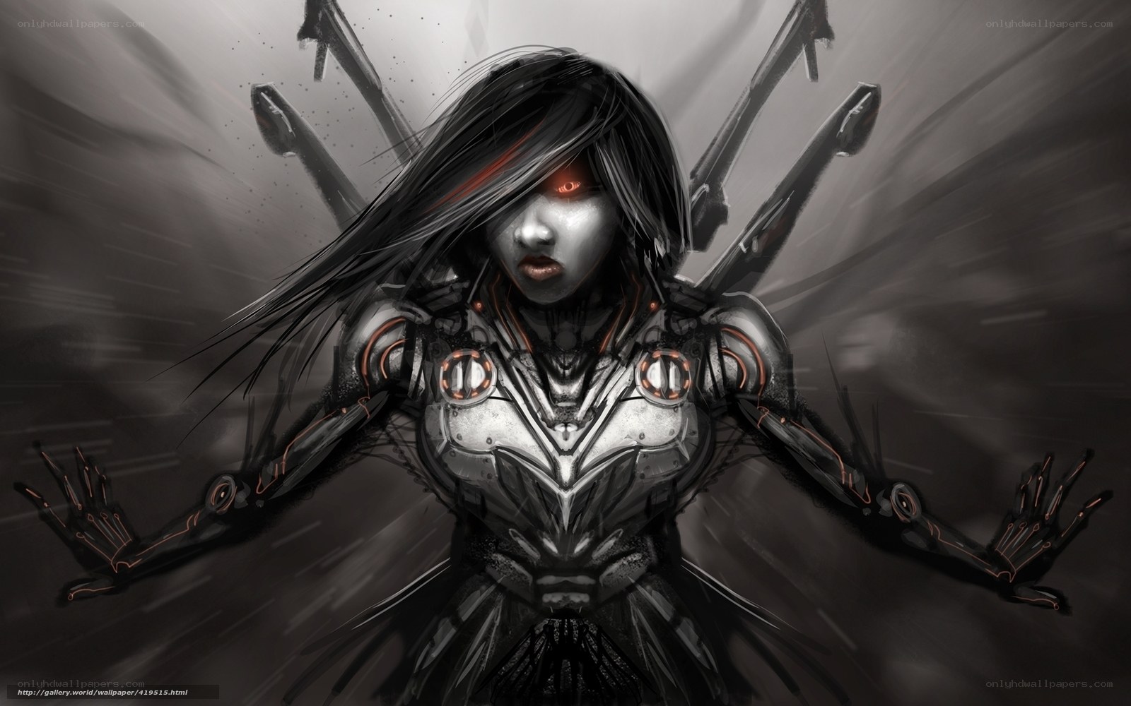 cyborg warrior with glowing eyes