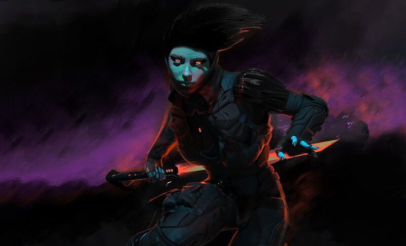Cyborg Warrior with Knives