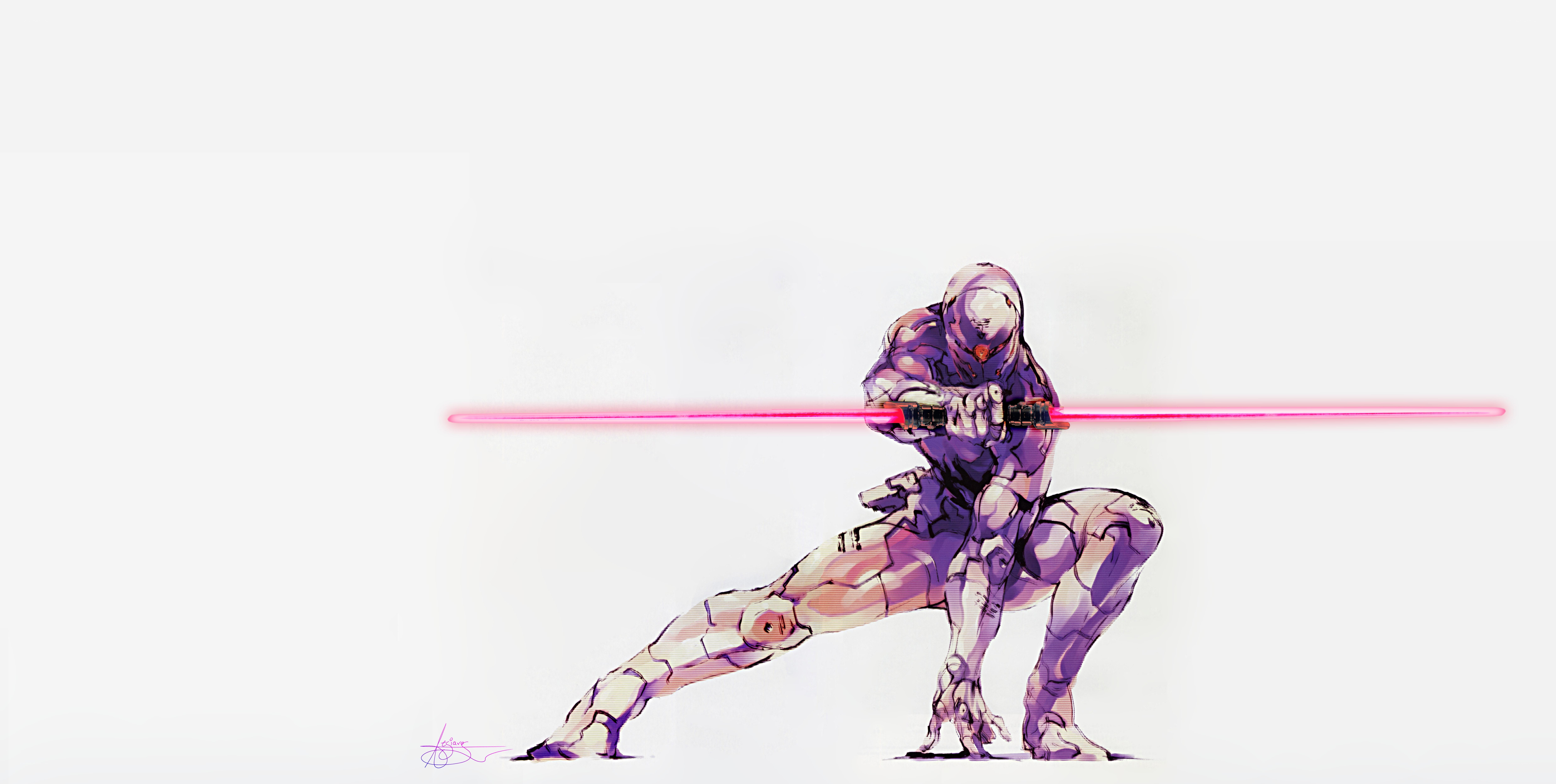Cyborg warrior with laser sword