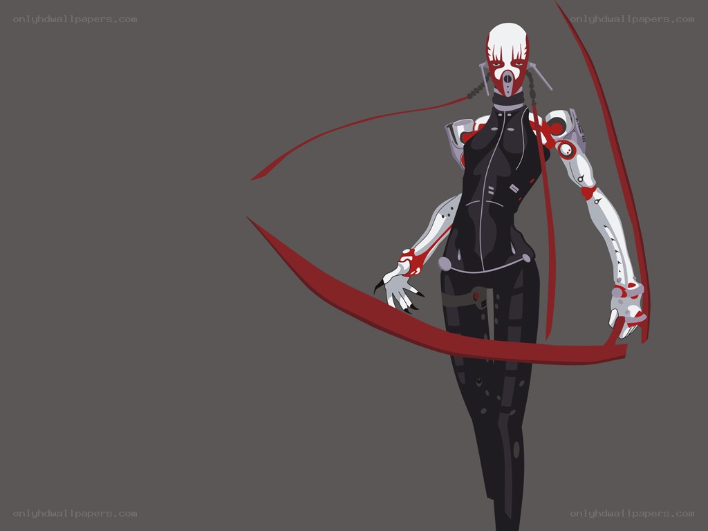 cyborg warrior with red blades