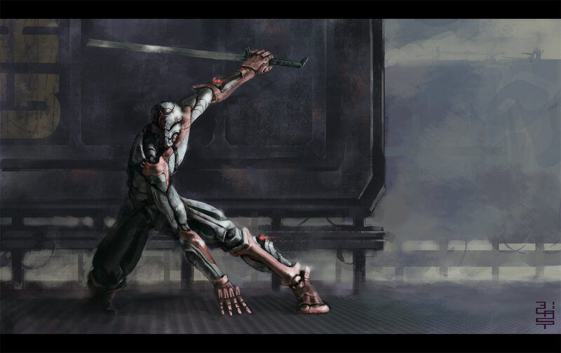 cyborg warrior with sword