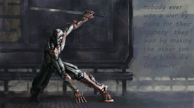 cyborg warrior with sword