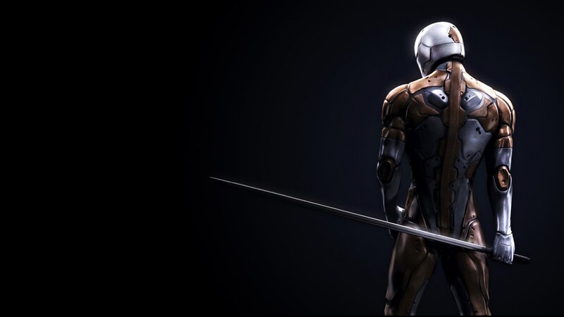Cyborg Warrior with Sword — Black, Dramatic, 3d Render
