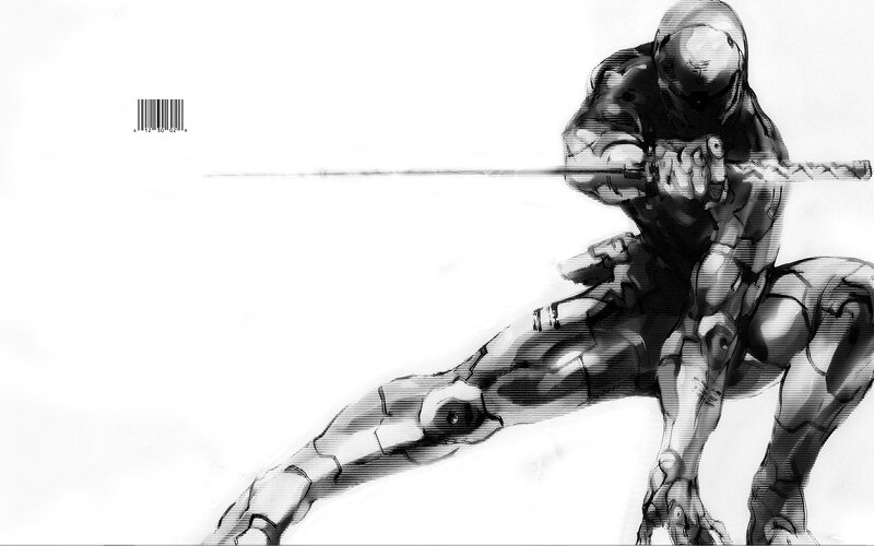 Cyborg Warrior with Sword — Black, Dramatic, Manga