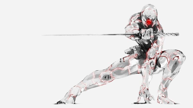Cyborg Warrior with Sword — Gray