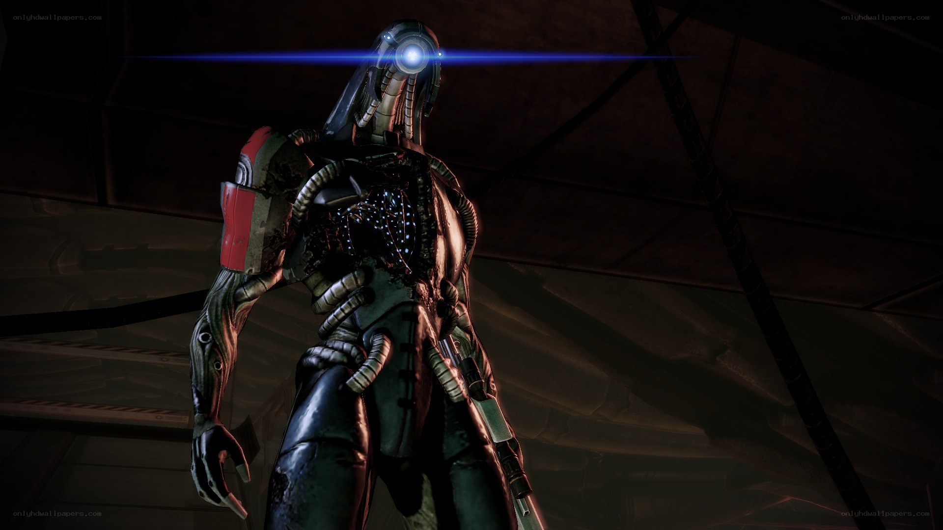 cyborg with blue laser eye