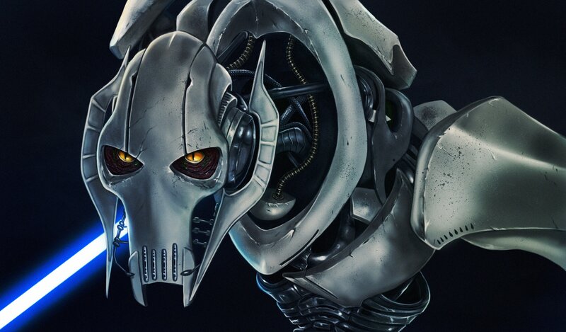 Cyborg with Glowing Eyes — Silver