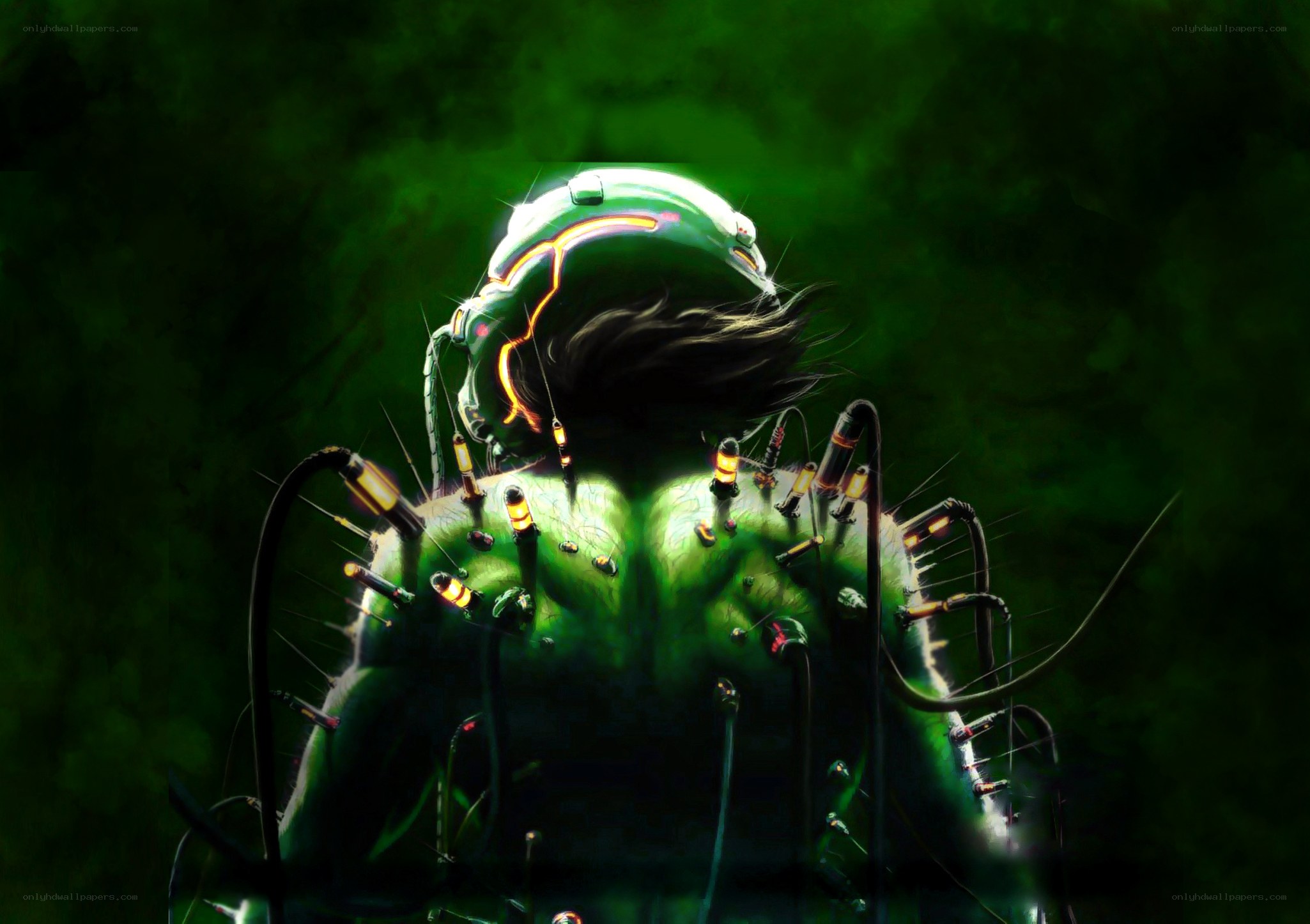 cyborg with glowing implants