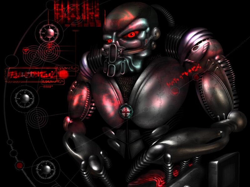 cyborg with red eyes