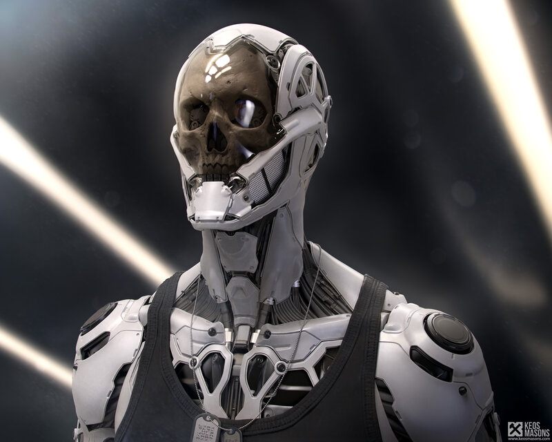 Cyborg with Skull Face
