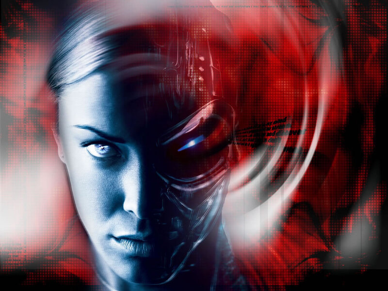 Cyborg Woman Face — Red