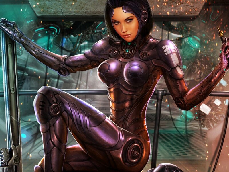 Cyborg Woman in Armor — Purple