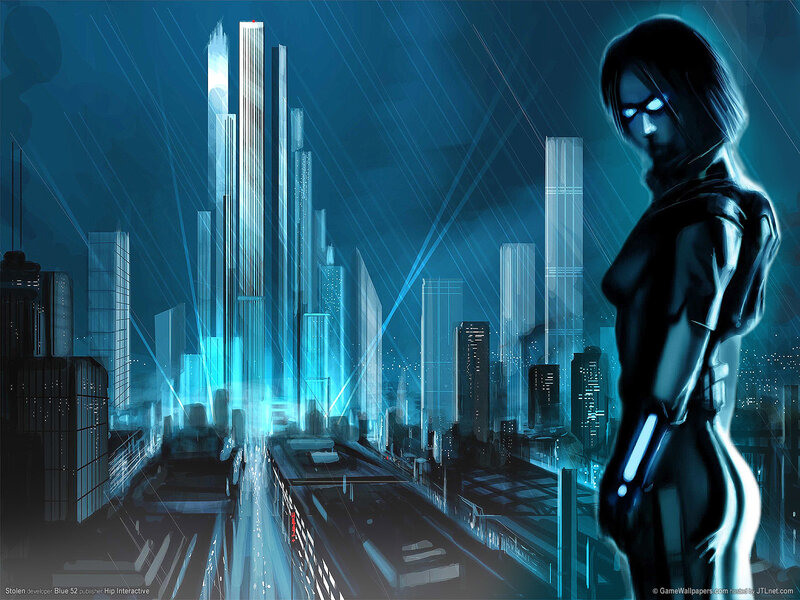 Cyborg Woman in City