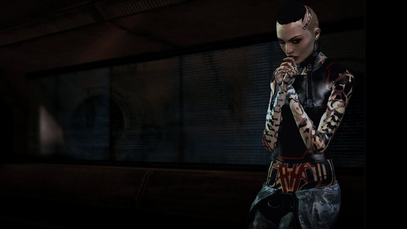 Cyborg Woman in Dark Room — Black, Dramatic