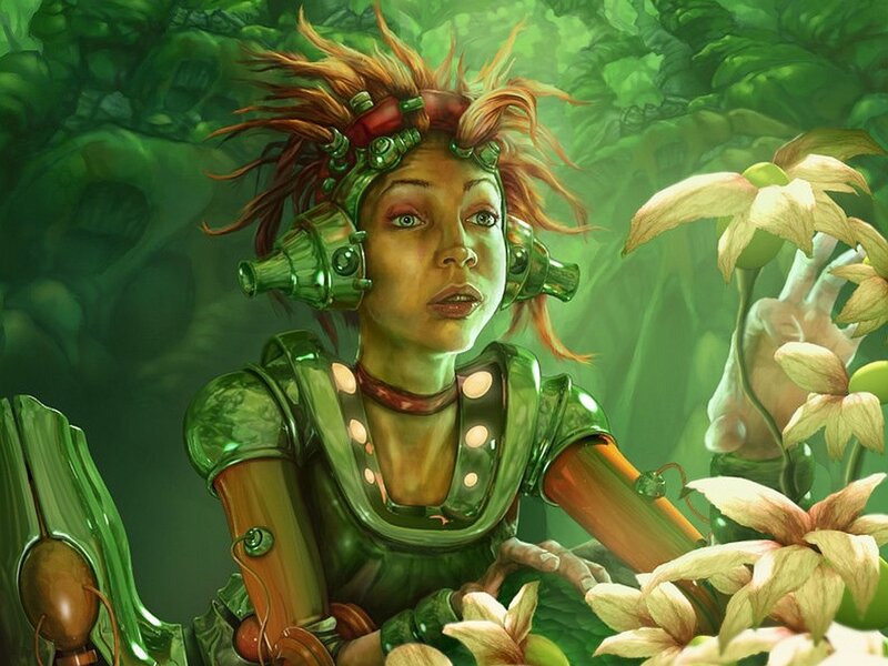 Cyborg Woman in Jungle