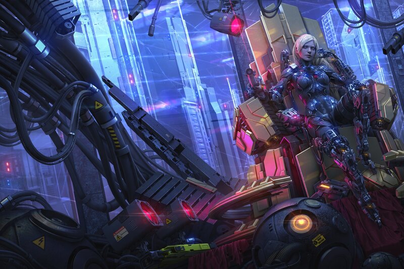 Cyborg Woman in Mech Suit
