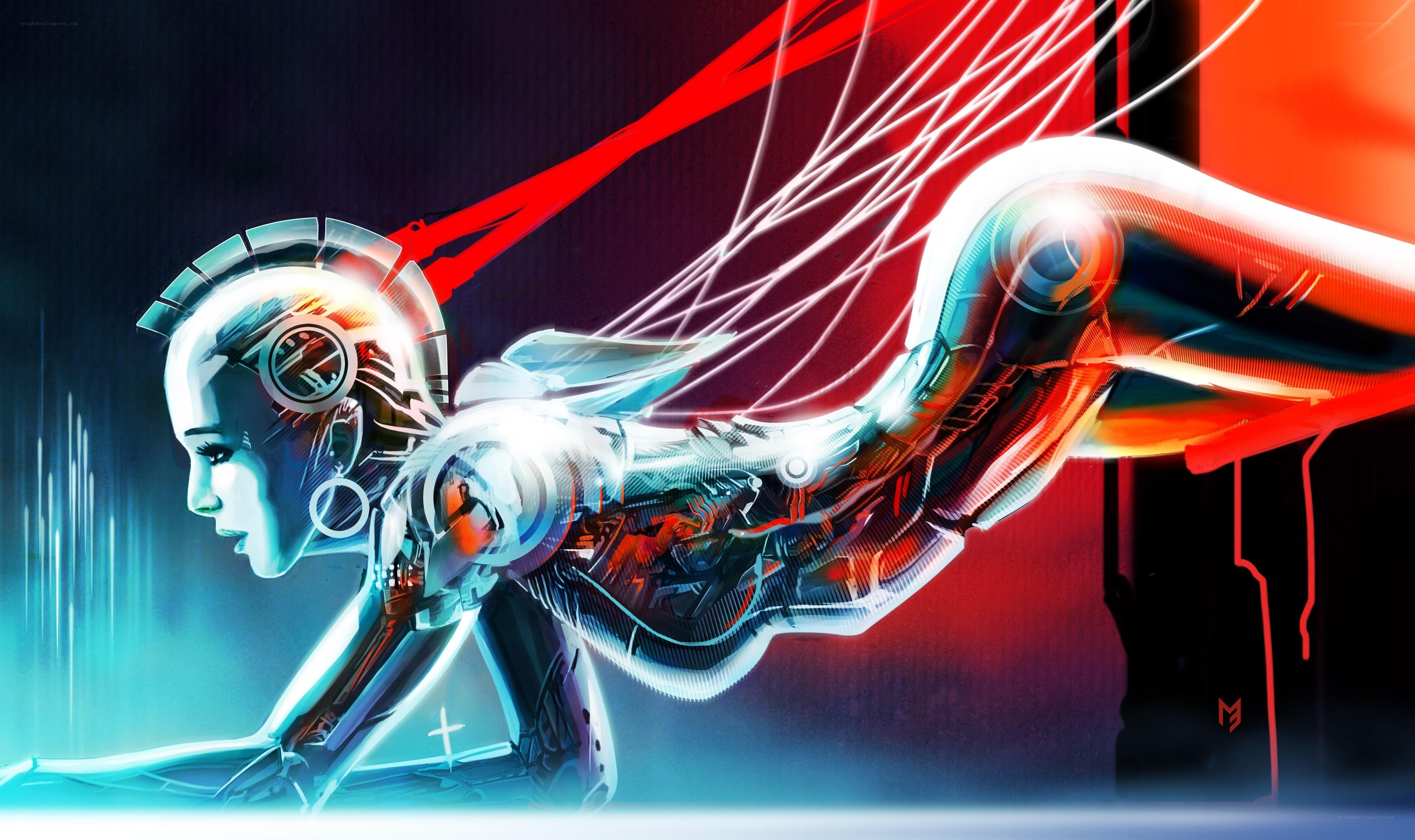 cyborg woman in motion