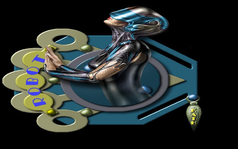 Cyborg Woman in Prayer