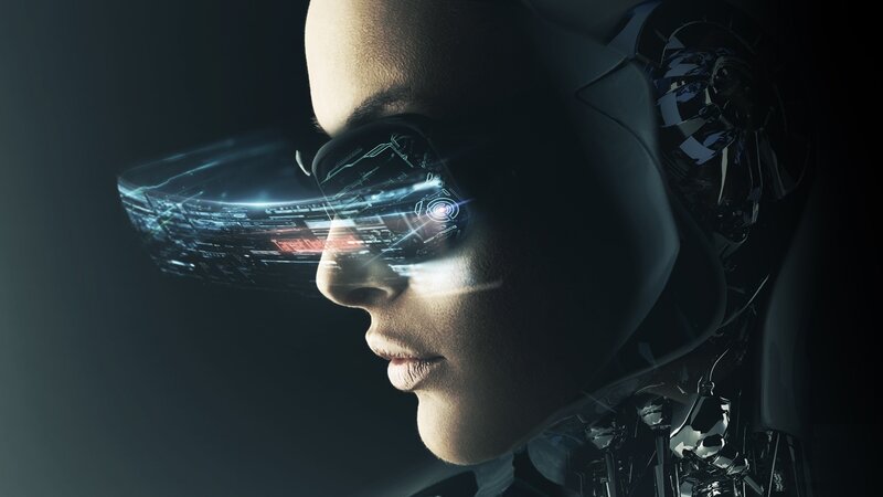 Cyborg Woman in Profile — Black, Dramatic