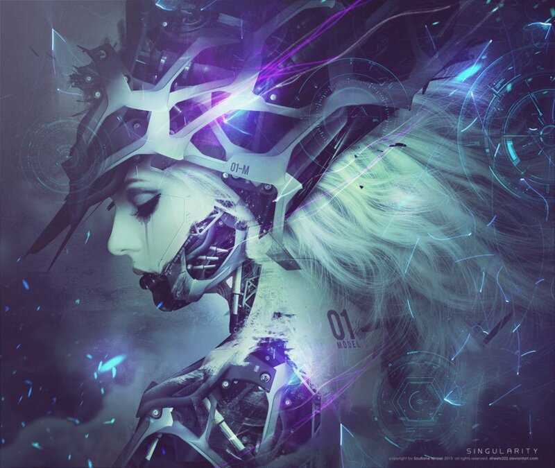 Cyborg Woman in Profile — Purple