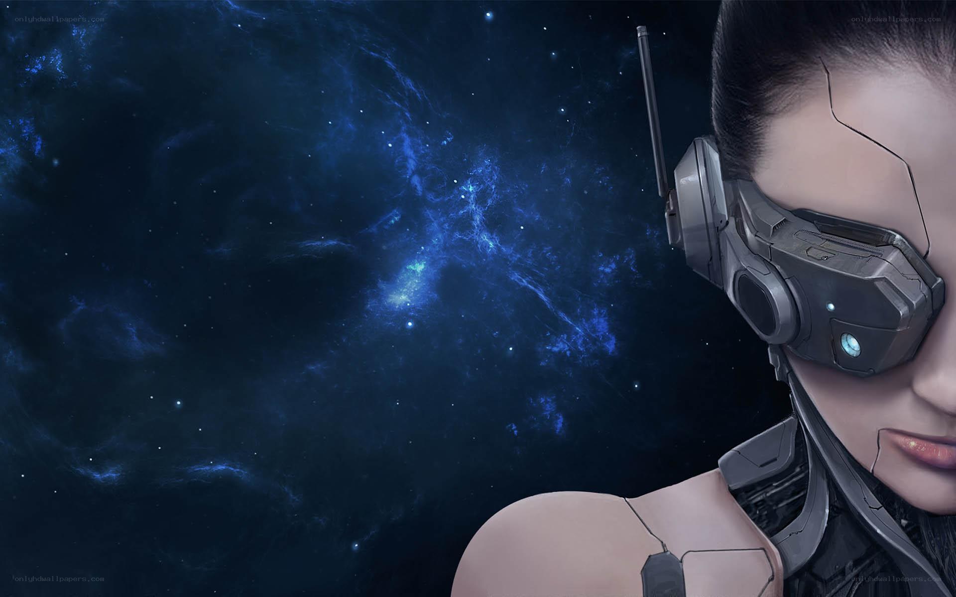 cyborg woman in space